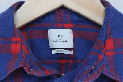 Mens Flannel Plaid Shirt Tailored Fit Long Sleeve