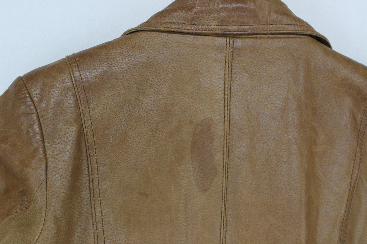 Womens Leather Jacket Blazer 70S Retro