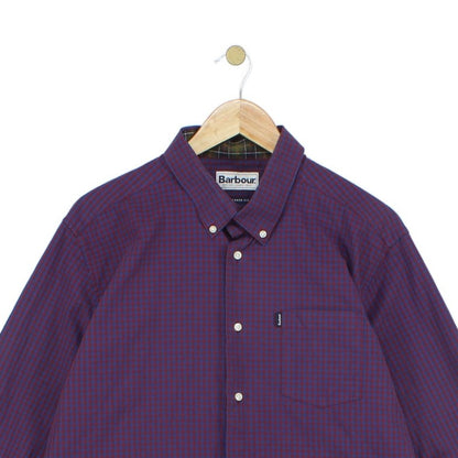 Mens Plaid Shirt Tailored Fit Long Sleeve Cotton