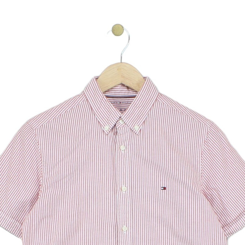Mens Striped Shirt Button Up Short Sleeve