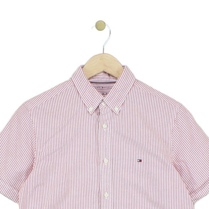 Mens Striped Shirt Button Up Short Sleeve