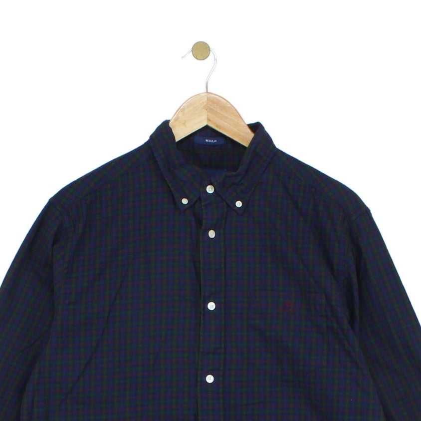 Mens Check Shirt Button Down Long Sleeve Classic