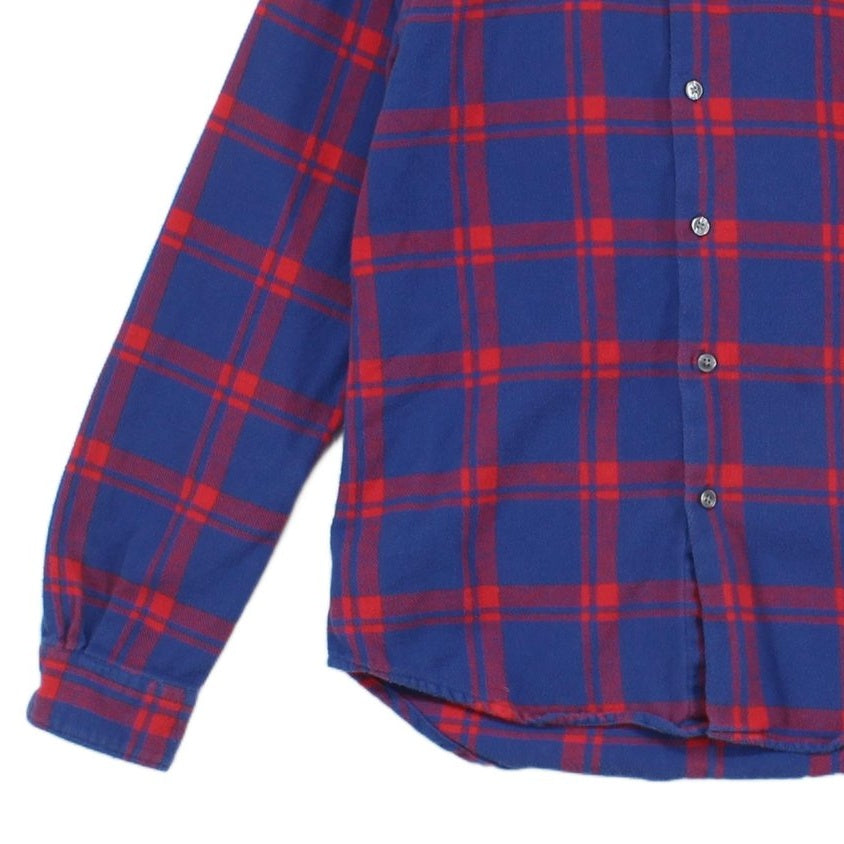 Mens Flannel Plaid Shirt Tailored Fit Long Sleeve