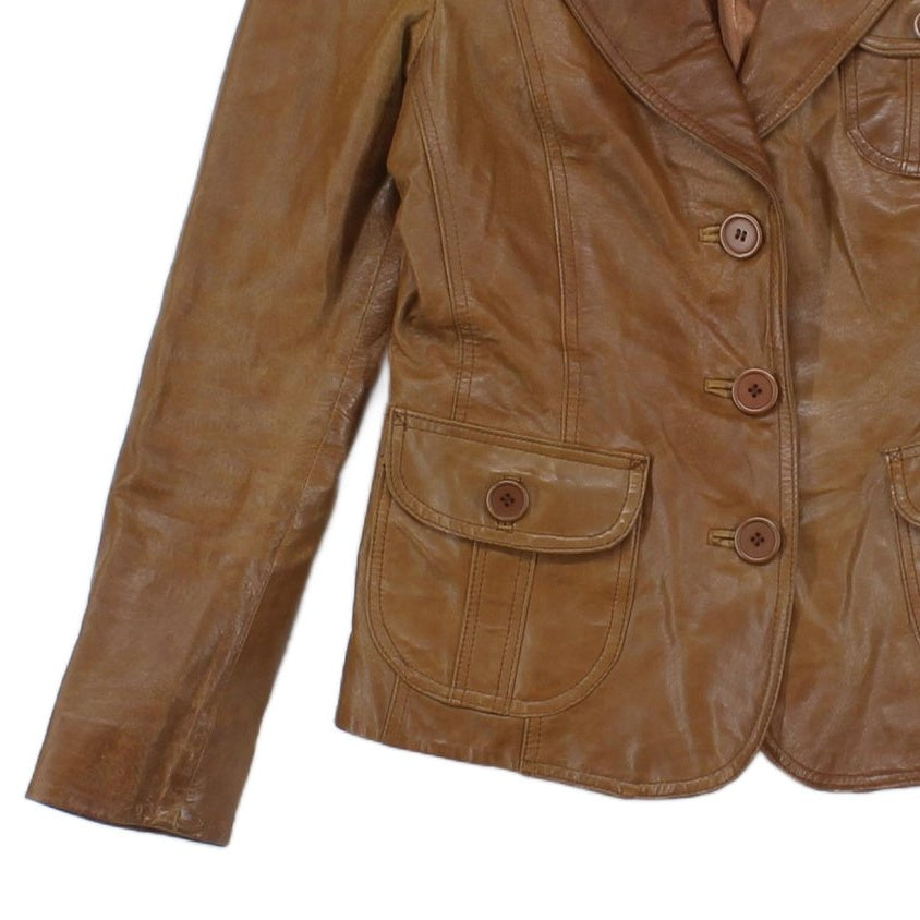 Womens Leather Jacket Blazer 70S Retro