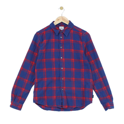 Mens Flannel Plaid Shirt Tailored Fit Long Sleeve