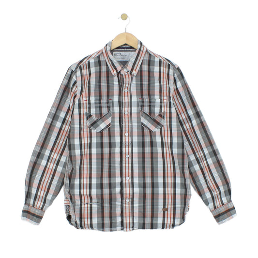 Mens Plaid Shirt Button Up Long Sleeve