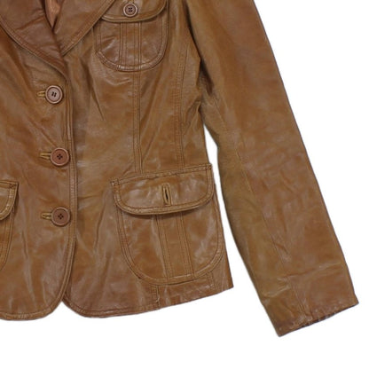 Womens Leather Jacket Blazer 70S Retro