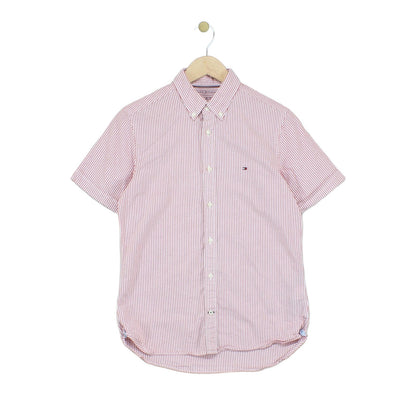 Mens Striped Shirt Button Up Short Sleeve