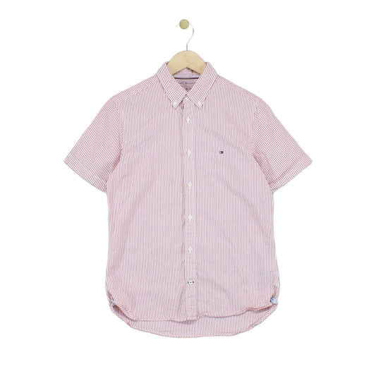 Mens Striped Shirt Button Up Short Sleeve