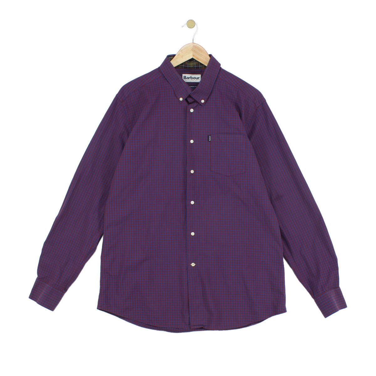 Mens Plaid Shirt Tailored Fit Long Sleeve Cotton