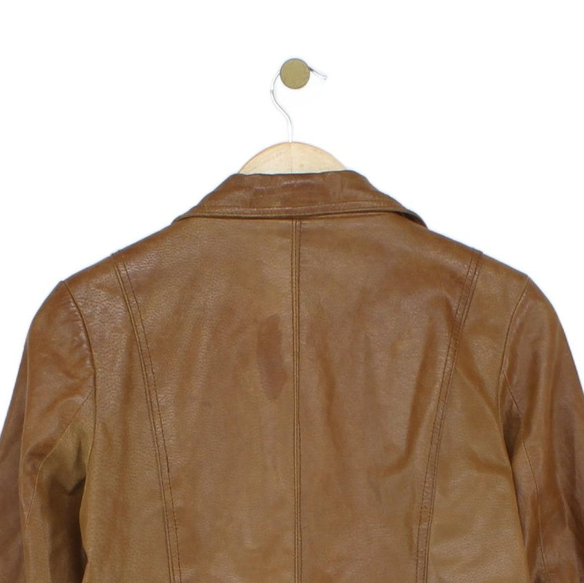Womens Leather Jacket Blazer 70S Retro