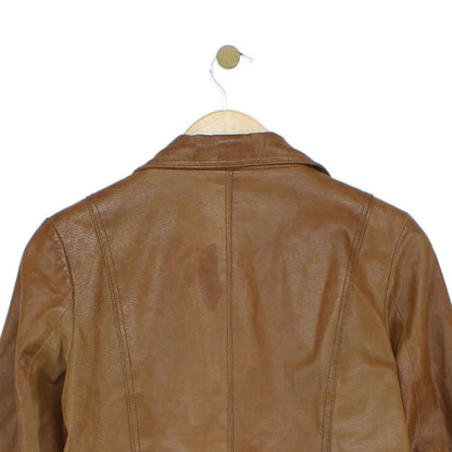 Womens Leather Jacket Blazer 70S Retro
