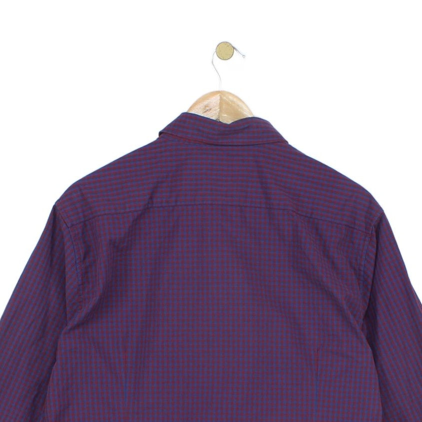 Mens Plaid Shirt Tailored Fit Long Sleeve Cotton