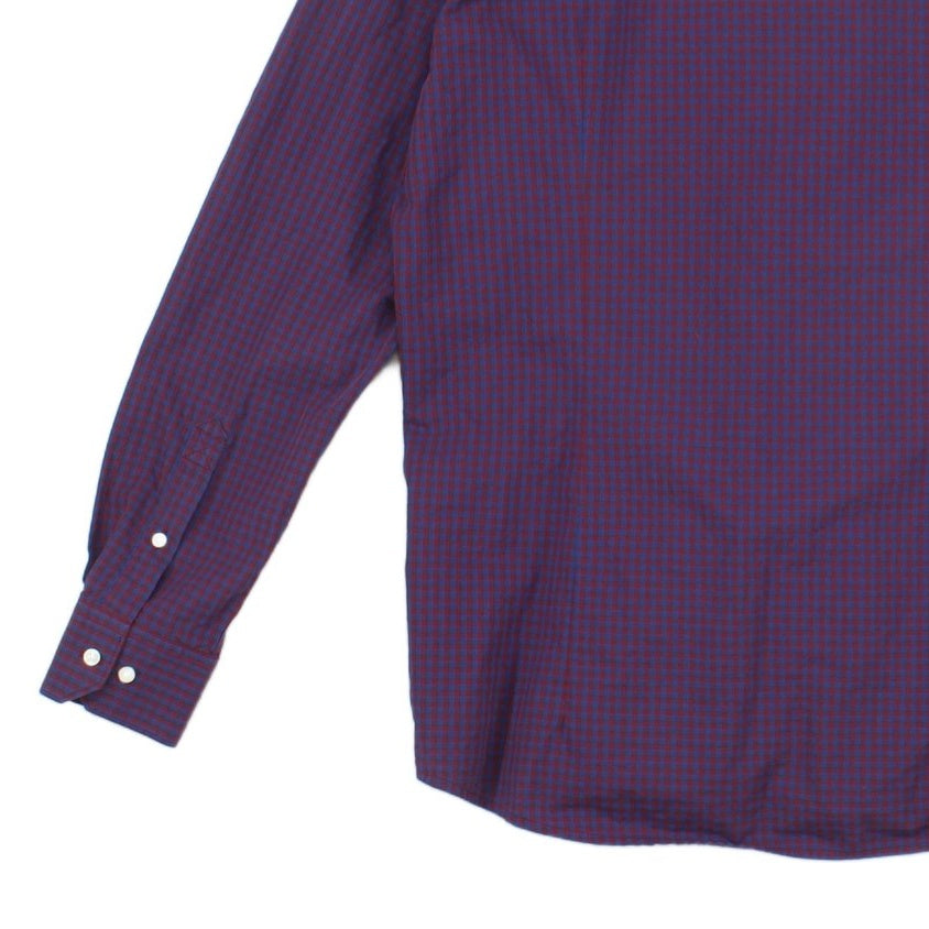Mens Plaid Shirt Tailored Fit Long Sleeve Cotton