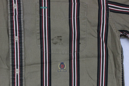 Mens Striped Shirt Button Up Long Sleeve