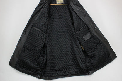 Mens Leather Trench Coat Button Front Long