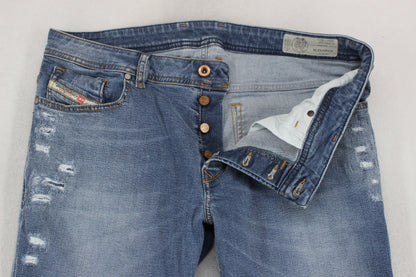 Mens Sleenker Jeans Slim Skinny Distressed Stretch
