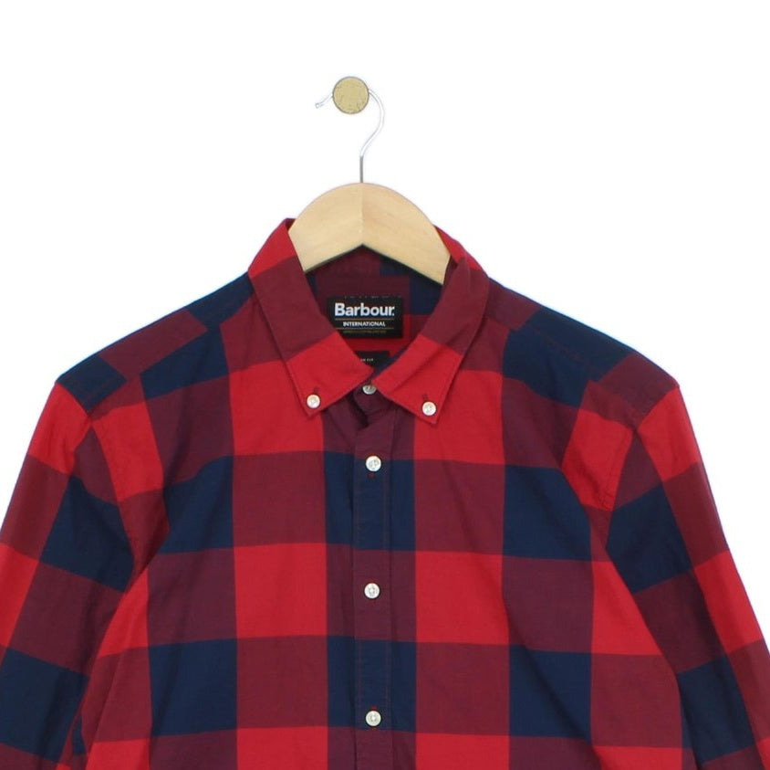 Mens Plaid Shirt Slim Fit Button Up Long Sleeve
