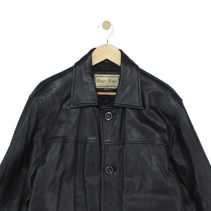 Mens Leather Trench Coat Button Front Long