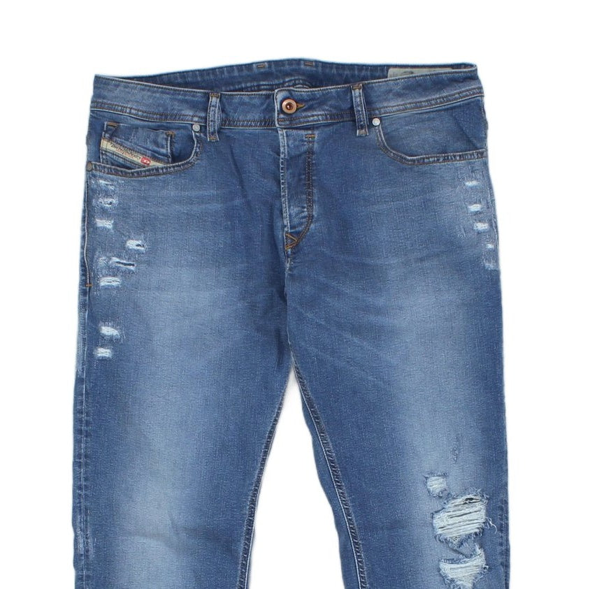 Mens Sleenker Jeans Slim Skinny Distressed Stretch