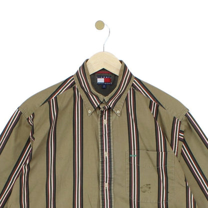 Mens Striped Shirt Button Up Long Sleeve
