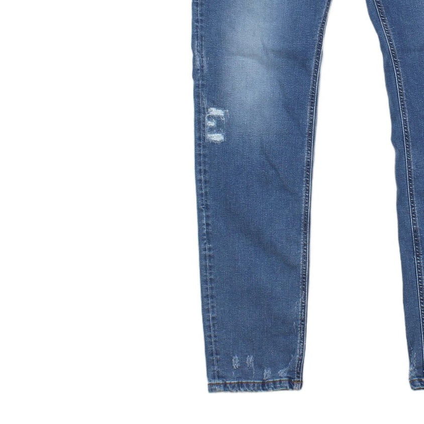 Mens Sleenker Jeans Slim Skinny Distressed Stretch