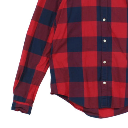 Mens Plaid Shirt Slim Fit Button Up Long Sleeve
