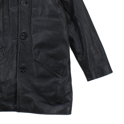Mens Leather Trench Coat Button Front Long