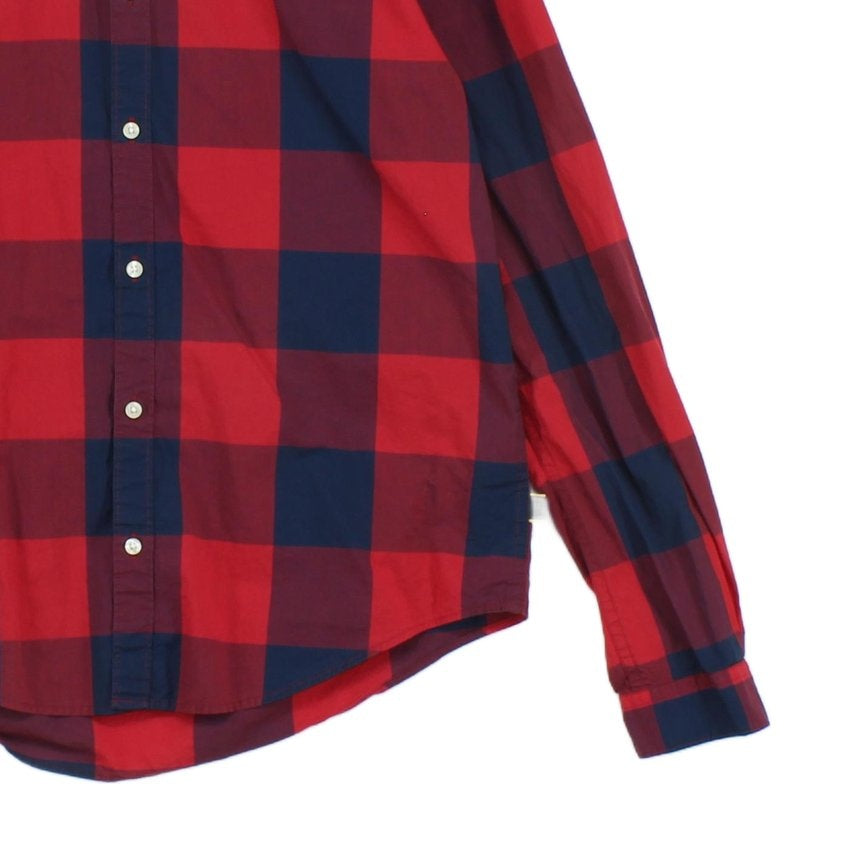 Mens Plaid Shirt Slim Fit Button Up Long Sleeve