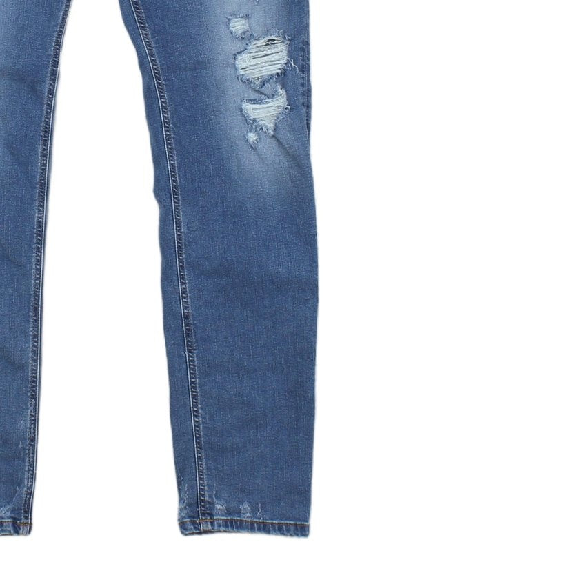 Mens Sleenker Jeans Slim Skinny Distressed Stretch