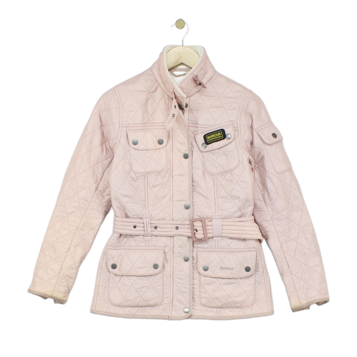 Womens Quilted Jacket Belted Full Zip