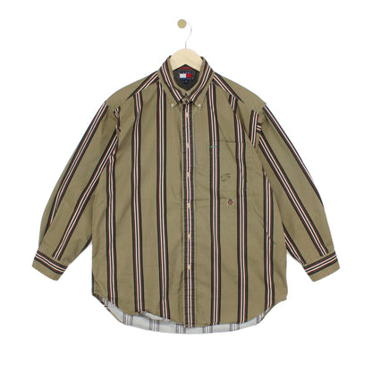 Mens Striped Shirt Button Up Long Sleeve