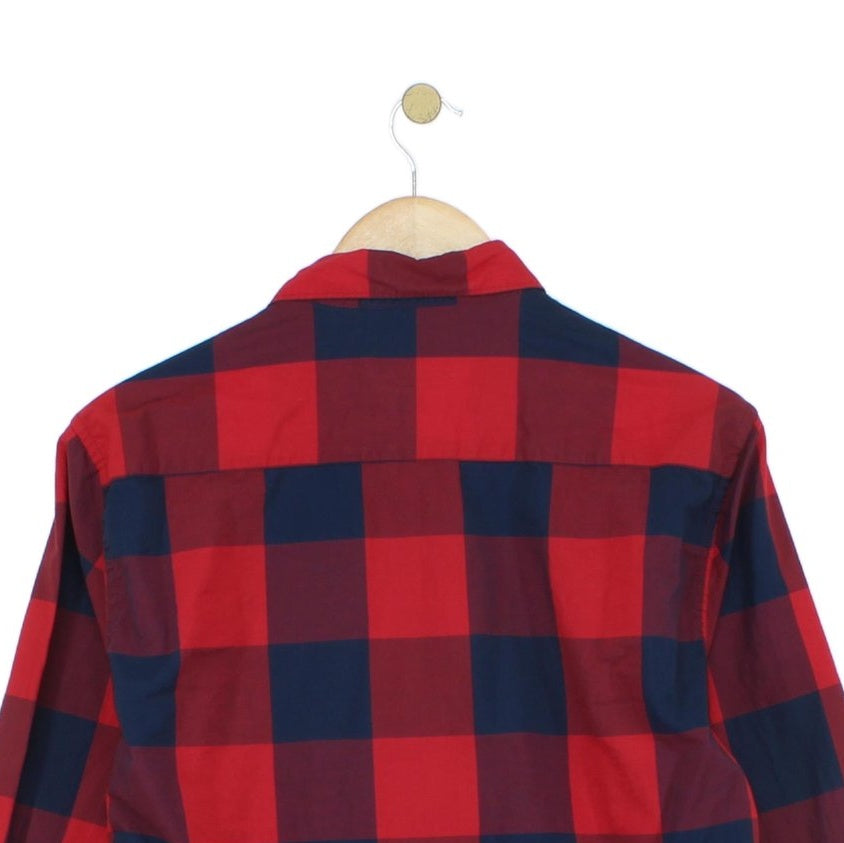 Mens Plaid Shirt Slim Fit Button Up Long Sleeve