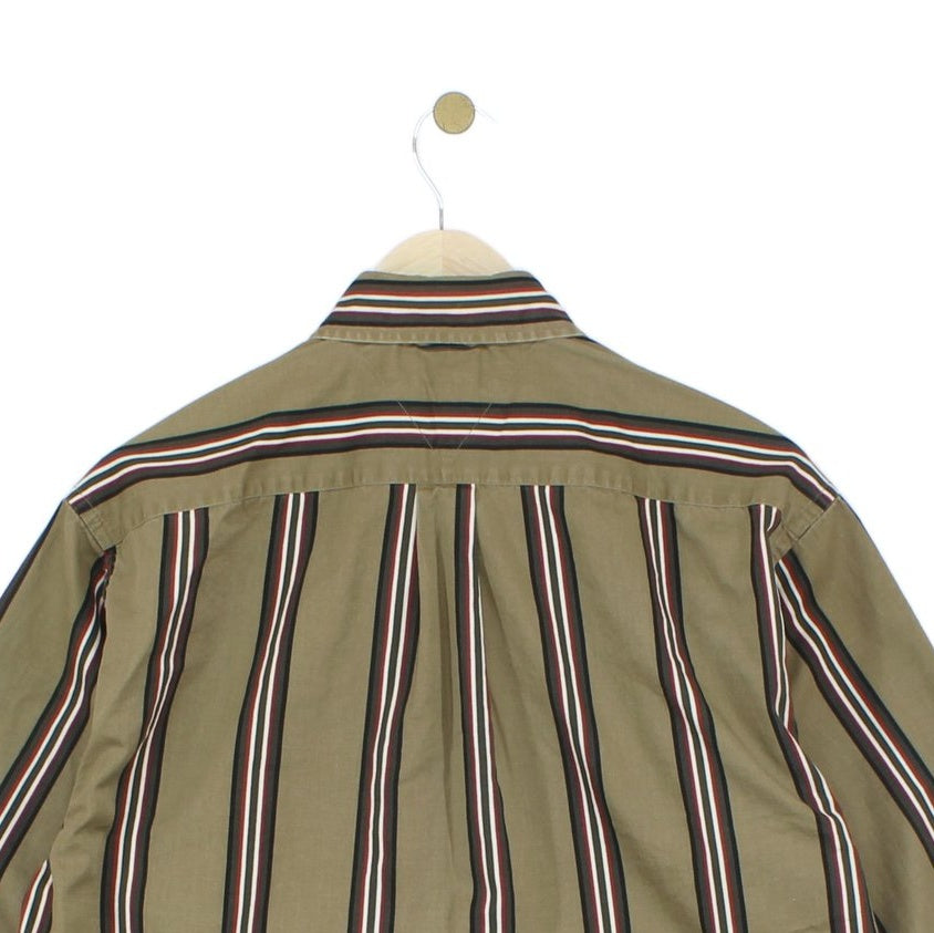Mens Striped Shirt Button Up Long Sleeve
