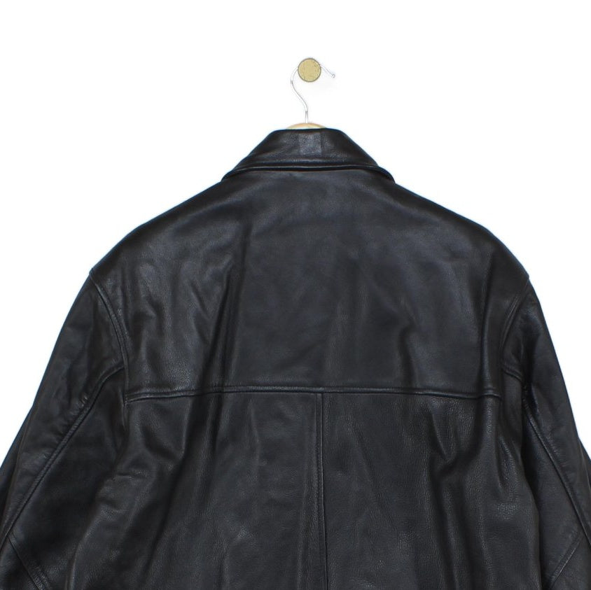 Mens Leather Trench Coat Button Front Long