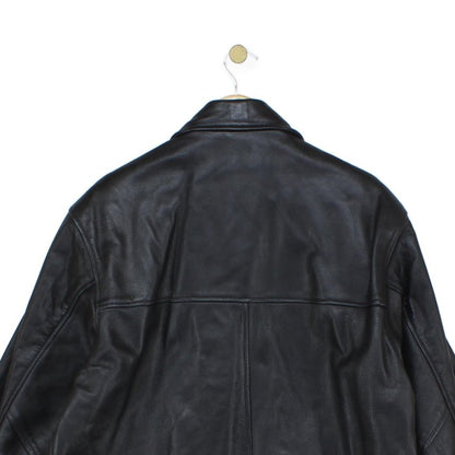 Mens Leather Trench Coat Button Front Long