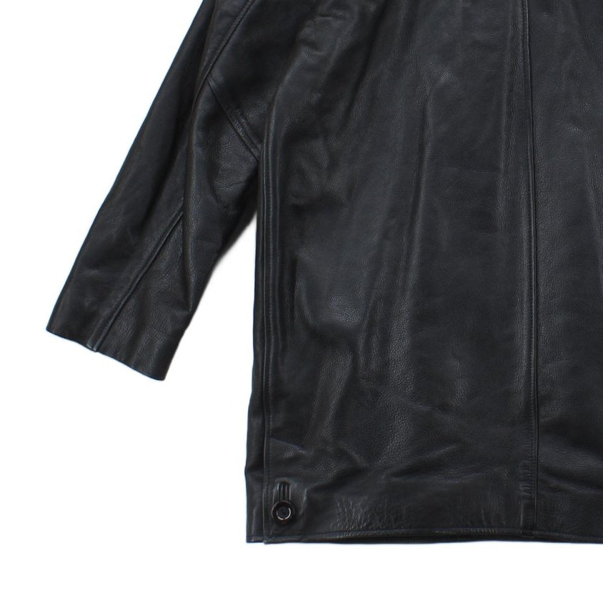 Mens Leather Trench Coat Button Front Long