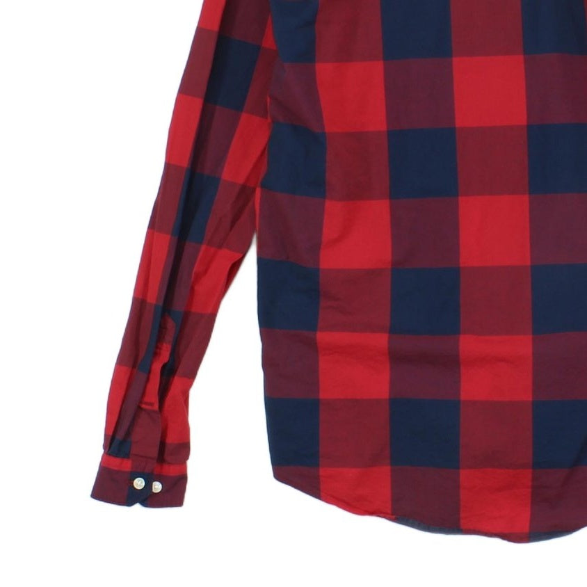 Mens Plaid Shirt Slim Fit Button Up Long Sleeve