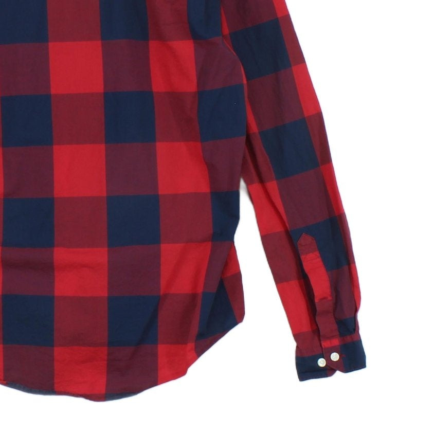 Mens Plaid Shirt Slim Fit Button Up Long Sleeve