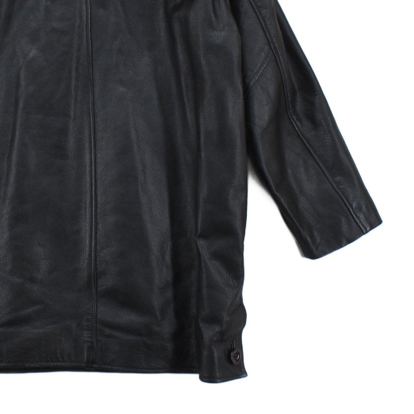 Mens Leather Trench Coat Button Front Long