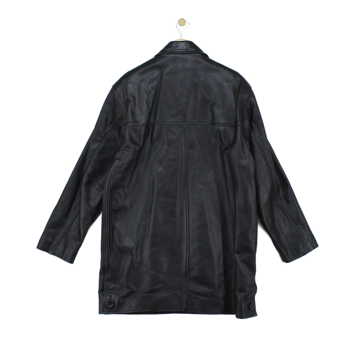 Mens Leather Trench Coat Button Front Long