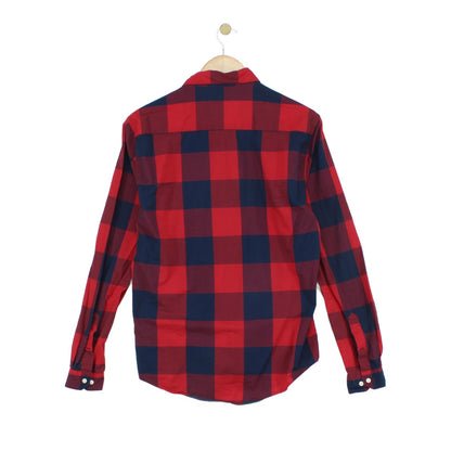 Mens Plaid Shirt Slim Fit Button Up Long Sleeve