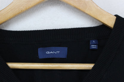 Mens V-Neck Jumper Ribbed Knit Long Sleeve