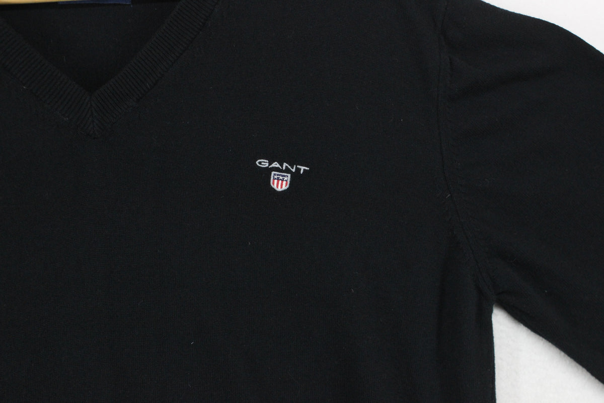 Mens V-Neck Jumper Ribbed Knit Long Sleeve