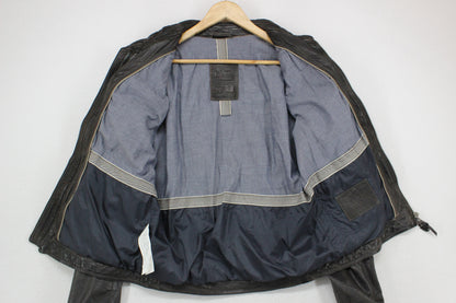 Mens Leather Jacket Full Zip Biker