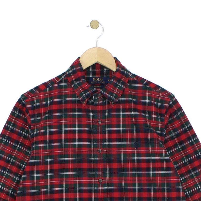 Mens Plaid Shirt Custom Fit Button Up Long Sleeve