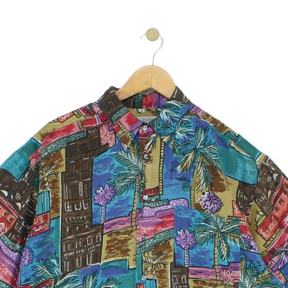 Mens Silk Abstract Shirt Short Sleeve