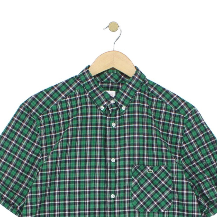 Mens Plaid Shirt Button Up Short Sleeve