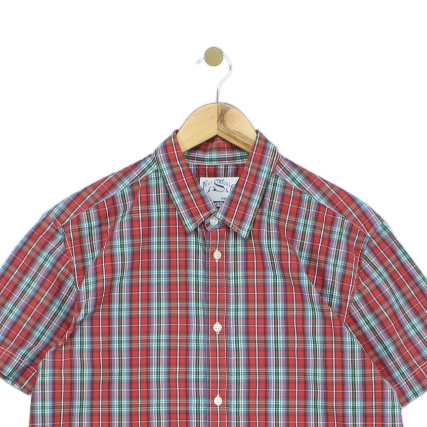 Mens Plaid Shirt Button Up Casual Short Sleeve