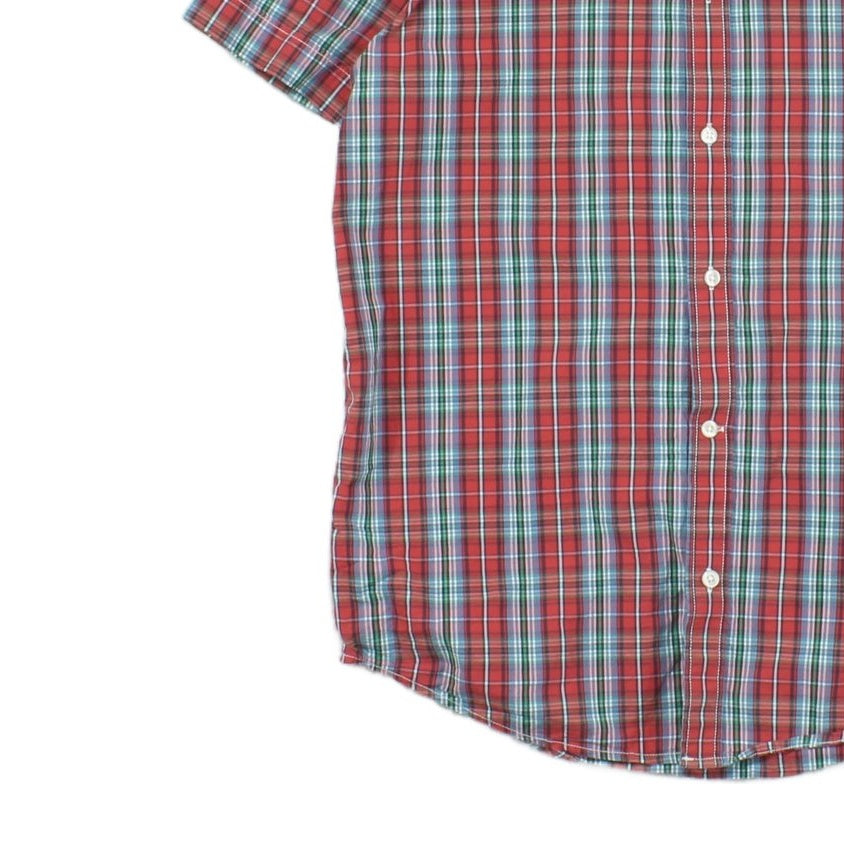 Mens Plaid Shirt Button Up Casual Short Sleeve